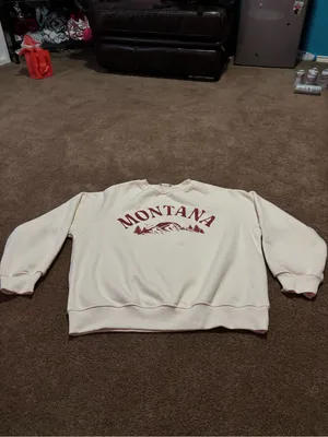 Altar'd State Cream Sweatshirt with Maroon 'Montana' Print thumbnail 2