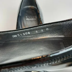 Stuart‎ Weitzman Wedge Heels 5.5 Black Patent Leather Silver Bow Office Career thumbnail 7