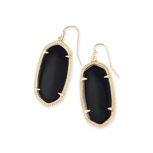 Kendra Scott Elle Gold Drop Earrings Black Opaque Glass thumbnail 2