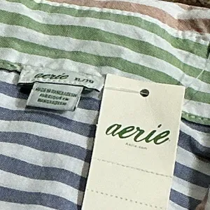 Aerie Women's XL Oversized Button Down Shirt Colorblock Striped NWT thumbnail 9