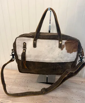 Myra bag Genuine Leather & Cowhide Laptop‎ Crossbody Western Bag Cowgirl Cowboy thumbnail 1
