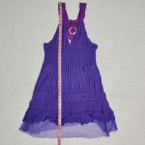 Free People Purple Tiered 100% Viscose Sleeveless Empire Waist‎ Knit Top Size M thumbnail 4