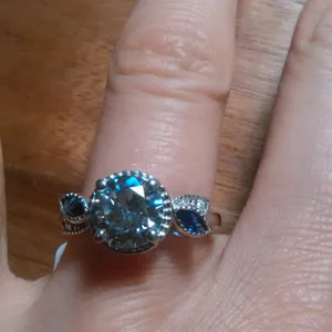 Simulated Tanzanite and Simulated Diamond Sterling Silver Ring (Size 6.75) thumbnail 1