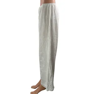 Peppermayo Women's White Drawstring High Rise Embroidered Wide Leg Pants Size 4 thumbnail 2