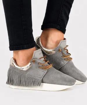 ESSEUTESSE Fringe Silver Leather Sneakers Shoes Made in Italy Womens 36 6 US thumbnail 1