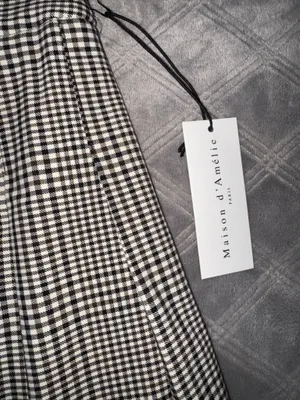 Maison D’amelie plaid brown /beige mini skirt size L thumbnail 6