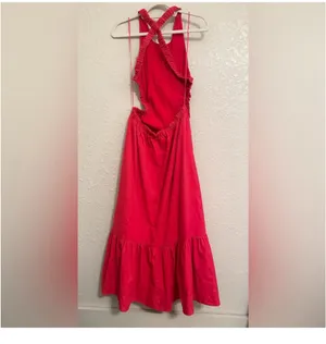ASTR The Label dress size large red linen cotton blend thumbnail 4