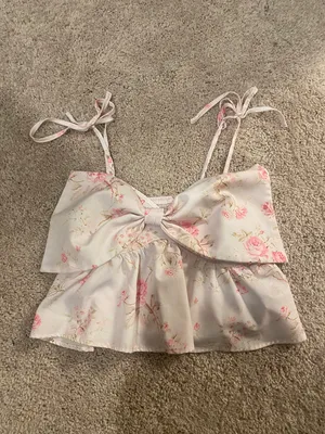 light pink bow floral top Size M thumbnail 2