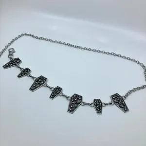 Women's Silver Coffin Skull Chain Belt Body Chain, Fits 14-43 Inches, X7G9A1393 thumbnail 5