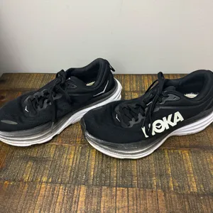 Hoka Women’s Bondi 8 black white running shoe sneaker 9.5B thumbnail 3