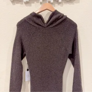 ASTR Spencer Dark Mushroom Cutout Mock Neck Knit Midi Sweater Dress Small NWT thumbnail 9