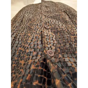 Selene Sport Vintage S Faux Snakeskin Leather Animal Print Long Jacket Coat NWOT thumbnail 4