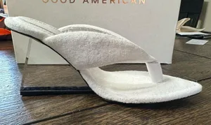 Good American white clear block heels thumbnail 1