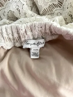 Love, Fire Off Shoulder Cream Lace Mini Dress Women’s Size Medium thumbnail 5