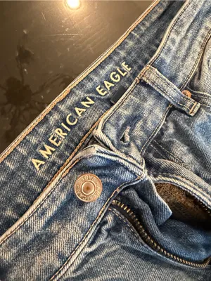 American Eagle Outfitters Blue Denim Jeans with Branded Waistband thumbnail 2