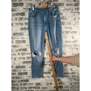 American Eagle | women mom jean distressed denim thumbnail 5