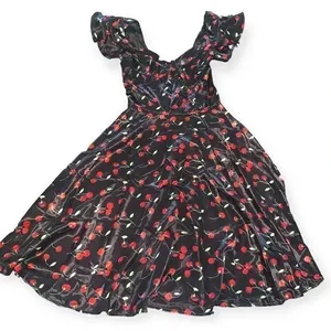Cherry print retro satin style dress Size M thumbnail 1