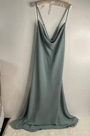 Show Me Your Mumu Verona Cowl Dress Size L Silver Sage Green Luxe Satin Slip Gown thumbnail 1