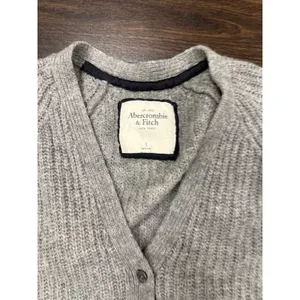 Abercrombie & Fitch Gray Ribbed Knit Varsity Cardigan -‎ Size S thumbnail 3