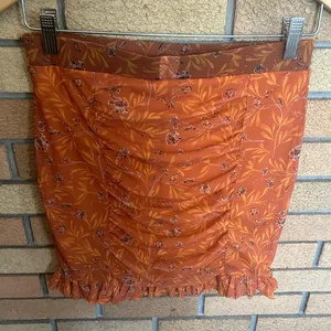 Free People Romi Mesh Ruffle Mini Skirt Small Orange Floral OB1180582 Y2K Size S thumbnail 4