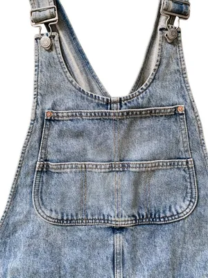 NWT Wild Fable Light Wash Denim Mini Skirtall Overall Dress thumbnail 7