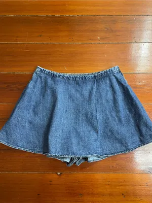 FREE PEOPLE Paradise Found Denim Skort in Mid Indigo Sz S 💛🎀 thumbnail 6