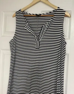 J. Jill Navy And White‎ Stripe Maxi Dress Size Medium thumbnail 1