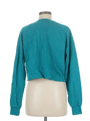 Aviator Nation Teal Cropped Sweatshirt with Gradient Lightning Bolt thumbnail 2