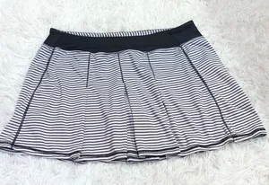 Kyodan Striped Pleated‎ Athletic Skort Skirt Black White Large thumbnail 1