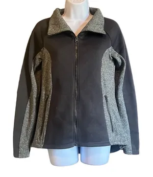 Columbia Black Gray Full Zip‎ Raglan Long Sleeve Fleece Jacket Small Gorpcore thumbnail 1