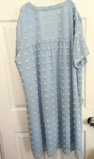 Miholl Dress XXL Women’s Light Blue Pom Pom Swiss Dot Flowy Pockets Empire Waist thumbnail 3