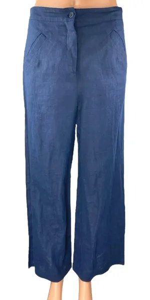 Reformation Womens Blue Chambray High Waist Wide Leg Denim Trousers Pants Size 4 thumbnail 1