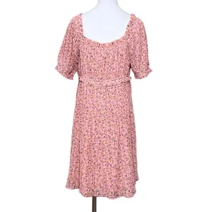 Beyond Words Pink Floral‎ Pleated Cottagecore Fit & Flare Dress XL Prairie Vibes thumbnail 3