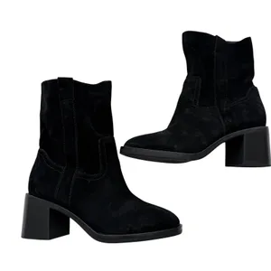 Steve Madden Romney Black Suede Block Heel Square Toe Western Boots Size 6M NEW thumbnail 3