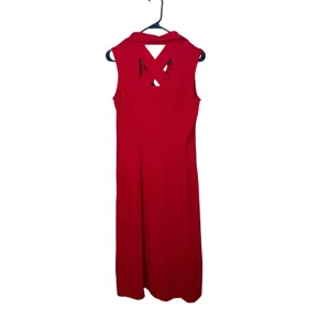 White Stag Red Linen Blend Button Front Maxi Dress Back Cutout Womens‎ Small 4/6 thumbnail 4