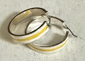 Chaps Yellow and white hoop earrings thumbnail 1