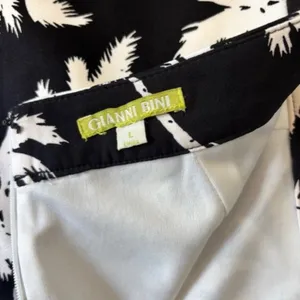 Gianni Bini Women's Skirt L Black White Palm Tree Pencil Skirt Tropical Resort thumbnail 5