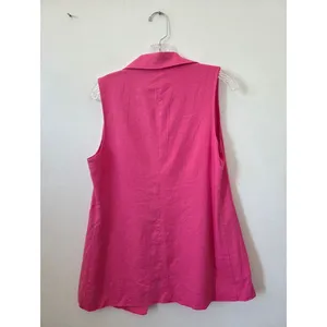 Happily Grey Pink Linen Sleeeveless Blazer Jacket Vest Open Front Spring Small thumbnail 6