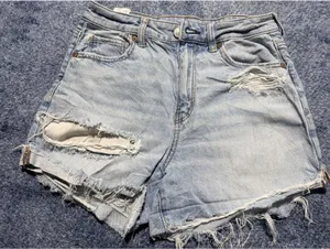 American Eagle Light Wash Distressed Denim Shorts Size 4 thumbnail 1