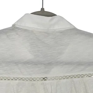 Lucky Brand White‎ Eyelet Peplum Babydoll Button Up Shirt Top Boho Cotton NWT thumbnail 6