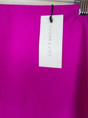 NWT Sugarlips Fuchsia Pink Strapless Ruffle Jumpsuit Size L thumbnail 5