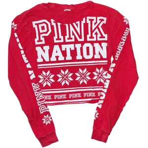 Holiday Christmas Red Victoria Secret Love Pink Spirit Jersey Women's large thumbnail 2