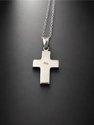 Estate Sterling Silver 925 Cross w/ Sterling Plate Chain DAINTY thumbnail 2