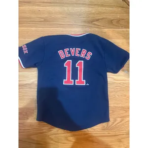 MLB Boston‎ Red Sox Rafael Devers 11 Jersey Navy Blue Youth XS 4/5 Button Down thumbnail 3