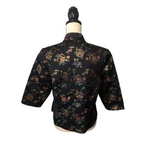 Fredericks of Hollywood Top Jacket Asian Design Damask Vintage 70s Jacket Black thumbnail 3