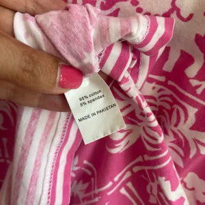 Barbara Gerwit Elephant Palm Tree Tunic Dress Womens M Pink Preppy Resort Knit thumbnail 8