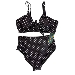 NWT Blooming Jelly Polka Dot High Waisted Bikini Set Tie Knot Medium thumbnail 4