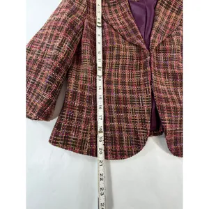 Coldwater Creek Womens Petite 8 Purple Pink Brown Tweed Blazer 3/4 Sleeve Jacket thumbnail 4
