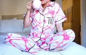 Katie Kime Strata Print Polo Top and Pants Pajamas Set thumbnail 10