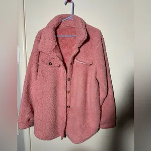 Cozy Pink Sherpa Jacket Size XXL thumbnail 2